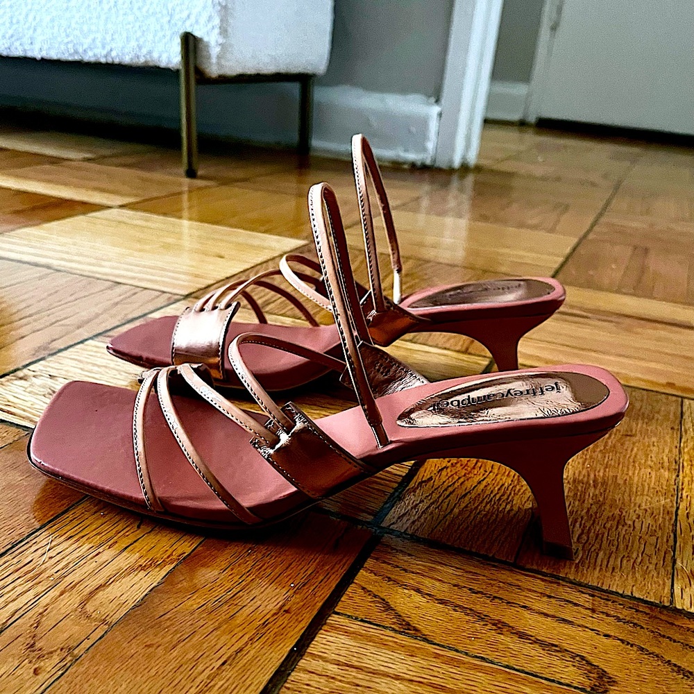 Jeffrey Campbell rose gold kitten heels
